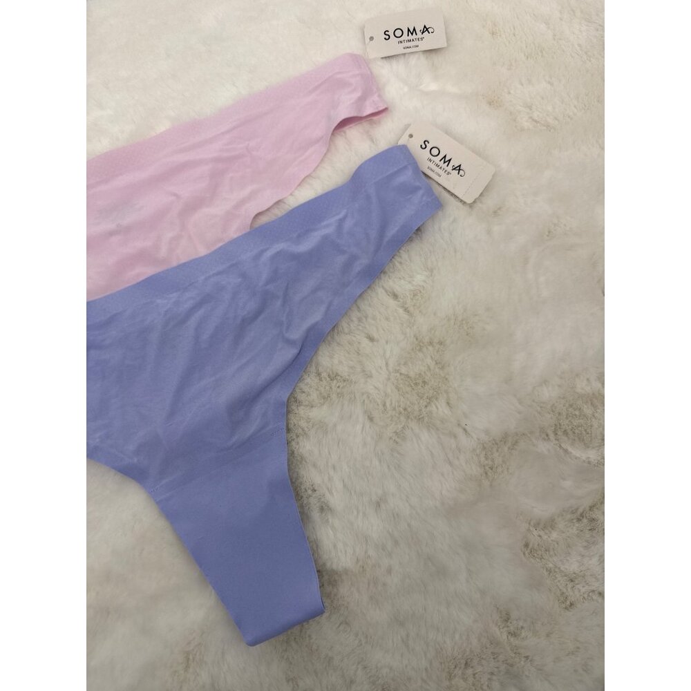 SOMA Embliss size XL Soft Stretch Thong Panty Pink & Purple NEW  X-Large 2 pair - Picture 3 of 6